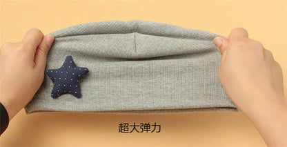 Autumn Winter Cotton Knit Children's Hat Collar 2 Set Boys and Girls Hats Set Baby Solid Color Scarf Cap two-piece