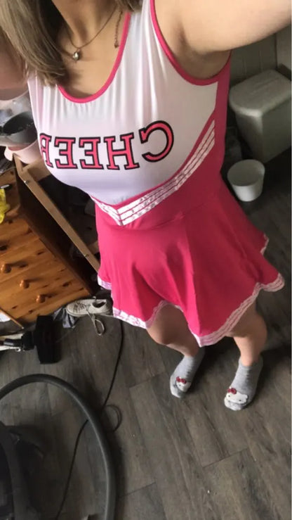 Sexy Sleeveless Cheerleader Costume Women Cosplay Cheer Dancewear Outfits School Girls Cheerleading Mini Dress