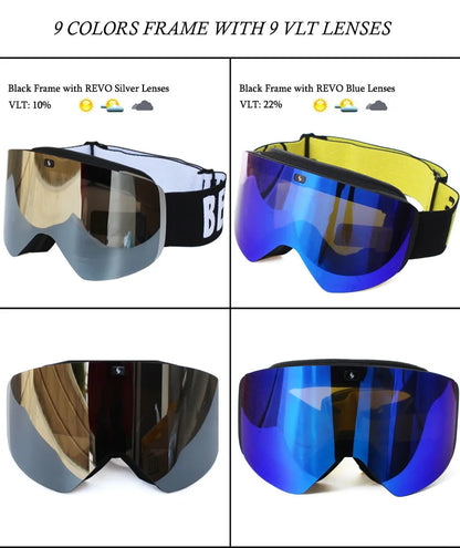 Ski Goggles with Magnetic Double Layer Yellow Lens Skiing Anti-fog UV400 Snowboard Goggles Men Women Ski Glasses Eyewear Set