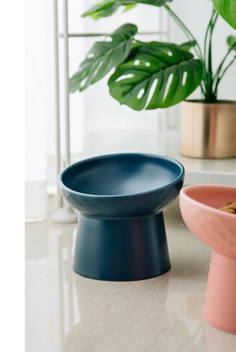 Cat Nordic Style Food Water Bowl Pet Animal Ceramic Eating Dishes High Foot Raised Puppy Cats Matte Bowls Elevated Dog Bowls