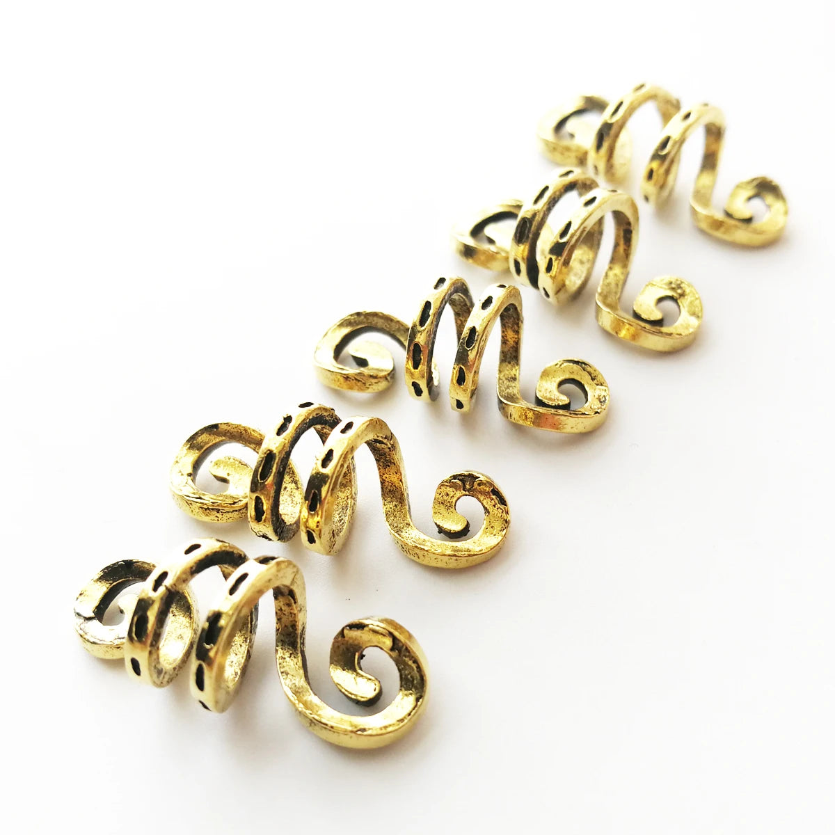 5Pcs Golden Silver Viking Spiral Charms Hair tubes Braid Dread Dreadlock Beads Clips Cuffs Rings Jewelry Hair Accessories woman