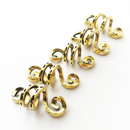 5Pcs Golden Silver Viking Spiral Charms Hair tubes Braid Dread Dreadlock Beads Clips Cuffs Rings Jewelry Hair Accessories woman