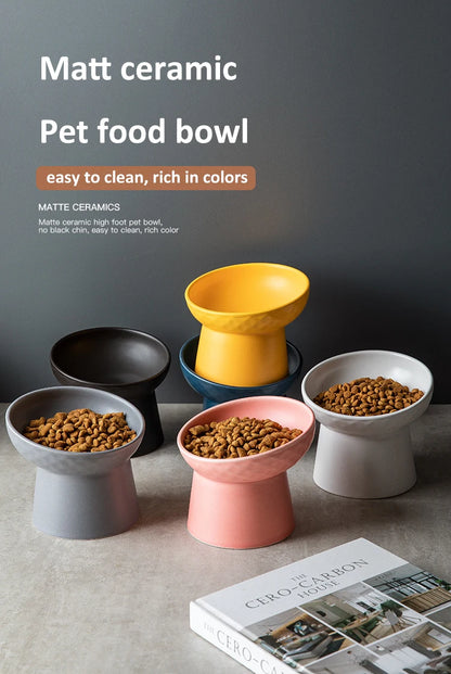 Cat Nordic Style Food Water Bowl Pet Animal Ceramic Eating Dishes High Foot Raised Puppy Cats Matte Bowls Elevated Dog Bowls