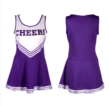 Sexy Sleeveless Cheerleader Costume Women Cosplay Cheer Dancewear Outfits School Girls Cheerleading Mini Dress