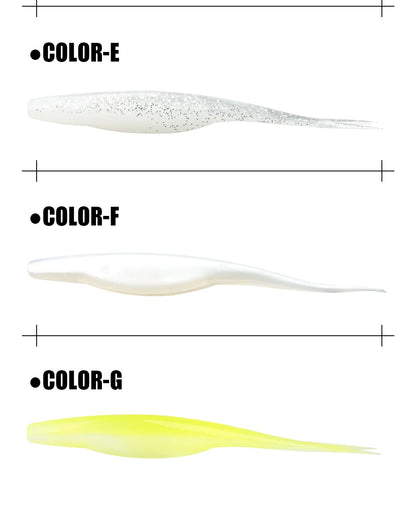Spinpoler 4.72" Soft Plastic TPR Floating Fluke Jerk Minnow Bait Shad Minnow Silicone Plastic Artificial Swimbait Freshwater 5pc