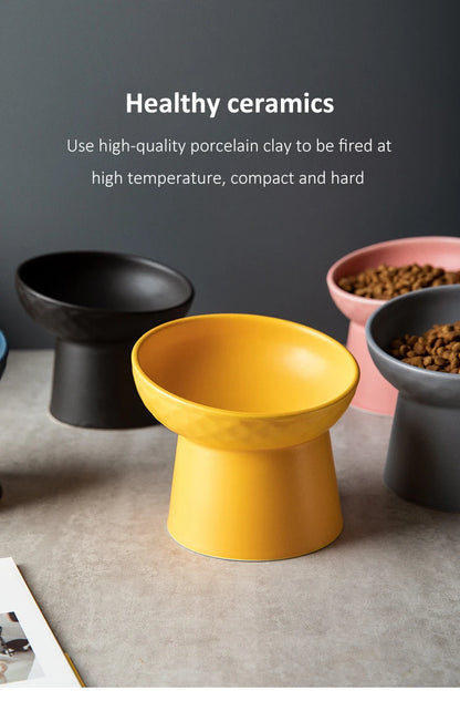 Cat Nordic Style Food Water Bowl Pet Animal Ceramic Eating Dishes High Foot Raised Puppy Cats Matte Bowls Elevated Dog Bowls
