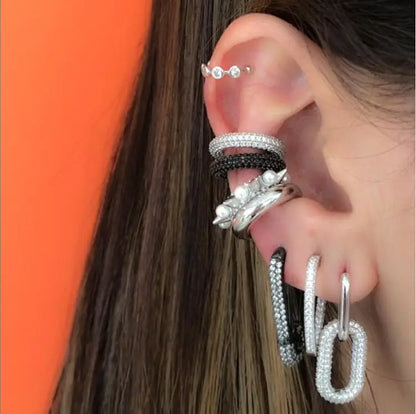 white green blue red cz Circle no piercing women 1 pc bling full cz colorful ear cuff multi piercing clip on earring ice jewelry