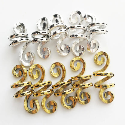 5Pcs Golden Silver Viking Spiral Charms Hair tubes Braid Dread Dreadlock Beads Clips Cuffs Rings Jewelry Hair Accessories woman