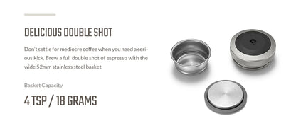 WACACO Picopresso Portable Espresso Maker, Specialty Coffee Machine, 18 Bar Pressure Travel Coffee,  Gift, New Year
