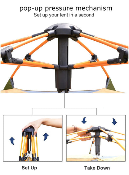 Desert&Fox Pop-up Automatic Tent 3-4 Person Instant Camping Tent Backpacking Family Dome Tents for Camping Hiking Travelling