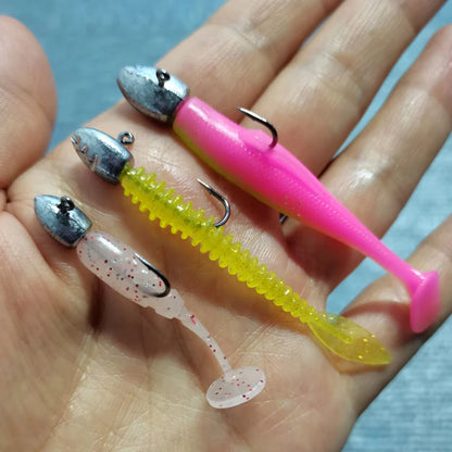 JOHNCOO 10pcs Exposed Jig Head Hook Fishing Hooks 2g 3g 5g Bait Hook Soft Bait Wom Hook light jigging hook