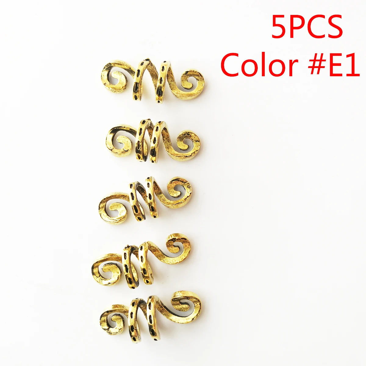 5Pcs Golden Silver Viking Spiral Charms Hair tubes Braid Dread Dreadlock Beads Clips Cuffs Rings Jewelry Hair Accessories woman