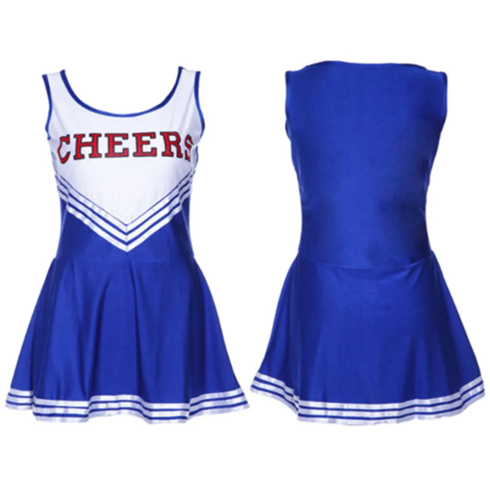 Sexy Sleeveless Cheerleader Costume Women Cosplay Cheer Dancewear Outfits School Girls Cheerleading Mini Dress