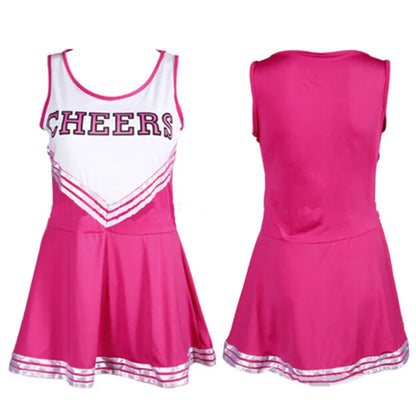 Sexy Sleeveless Cheerleader Costume Women Cosplay Cheer Dancewear Outfits School Girls Cheerleading Mini Dress