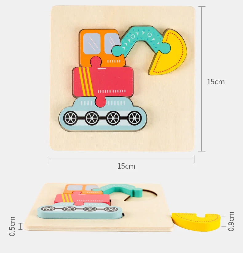 High Quality Baby 3D Wooden Puzzle Educational Toys Early Learning Cognition Kids Cartoon Grasp Intelligence Puzzle