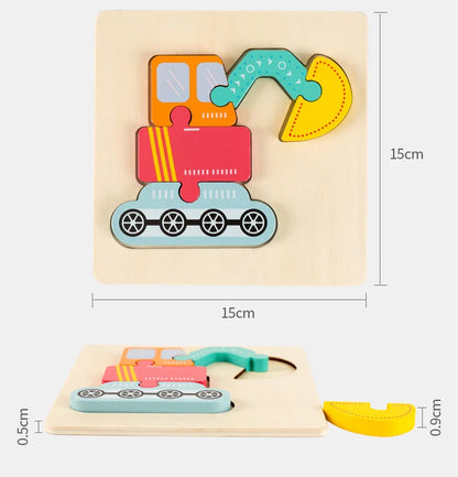 High Quality Baby 3D Wooden Puzzle Educational Toys Early Learning Cognition Kids Cartoon Grasp Intelligence Puzzle