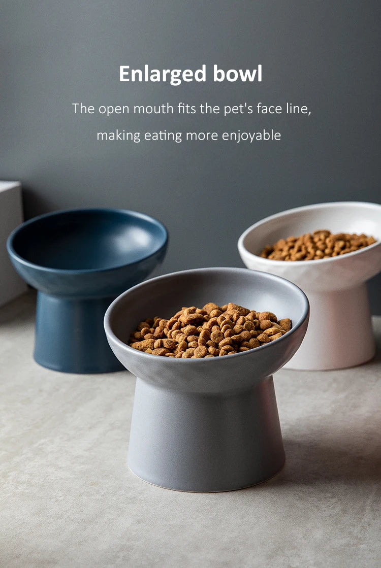 Cat Nordic Style Food Water Bowl Pet Animal Ceramic Eating Dishes High Foot Raised Puppy Cats Matte Bowls Elevated Dog Bowls