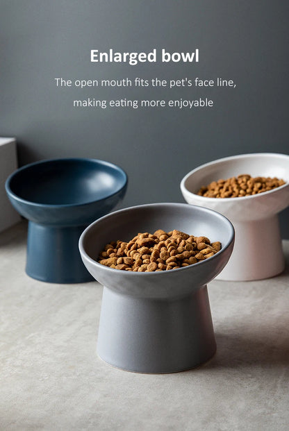 Cat Nordic Style Food Water Bowl Pet Animal Ceramic Eating Dishes High Foot Raised Puppy Cats Matte Bowls Elevated Dog Bowls