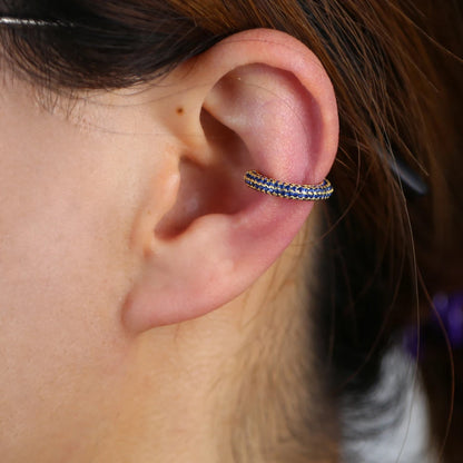 white green blue red cz Circle no piercing women 1 pc bling full cz colorful ear cuff multi piercing clip on earring ice jewelry