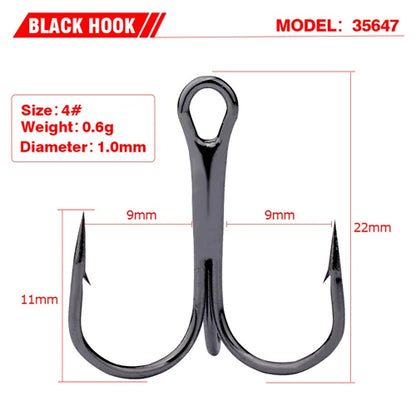 10pcs 35647 3/0#-14# High Carbon Steel Fishing Hook Barbed Treble Hooks Fishhooks Carp Fishing Tackle Round Bend For Bass