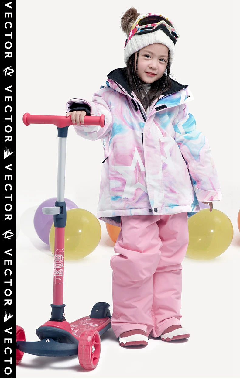 Waterproof Ski Jackets for Children Skiing Snowboarding Jacket Ski Pants Boys Winter Outdoor Ski Jacket Snow Pants -20-30 deg