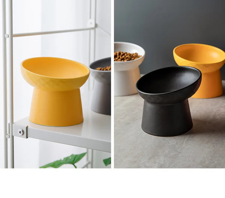 Cat Nordic Style Food Water Bowl Pet Animal Ceramic Eating Dishes High Foot Raised Puppy Cats Matte Bowls Elevated Dog Bowls