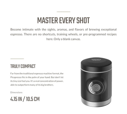 WACACO Picopresso Portable Espresso Maker, Specialty Coffee Machine, 18 Bar Pressure Travel Coffee,  Gift, New Year