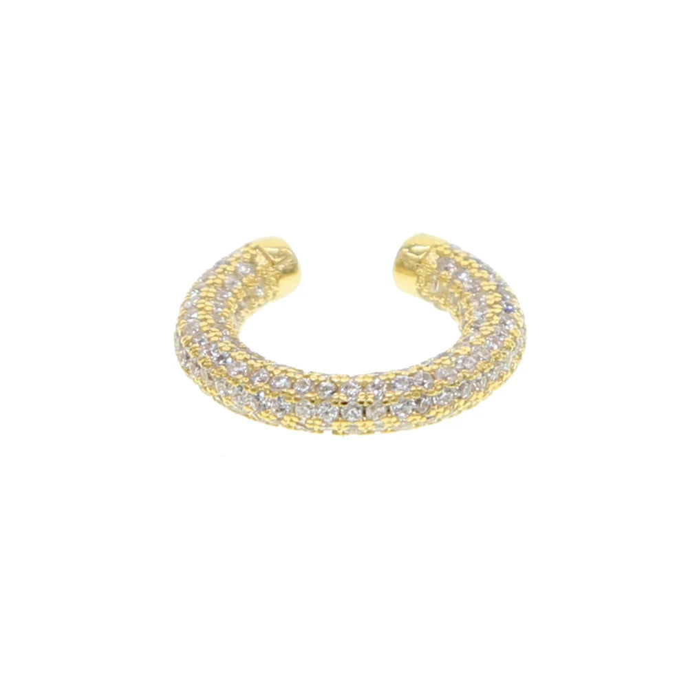 white green blue red cz Circle no piercing women 1 pc bling full cz colorful ear cuff multi piercing clip on earring ice jewelry