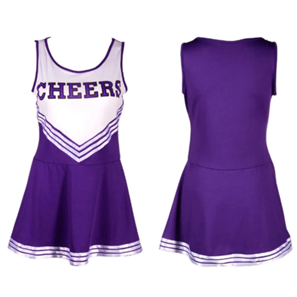 Sexy Sleeveless Cheerleader Costume Women Cosplay Cheer Dancewear Outfits School Girls Cheerleading Mini Dress