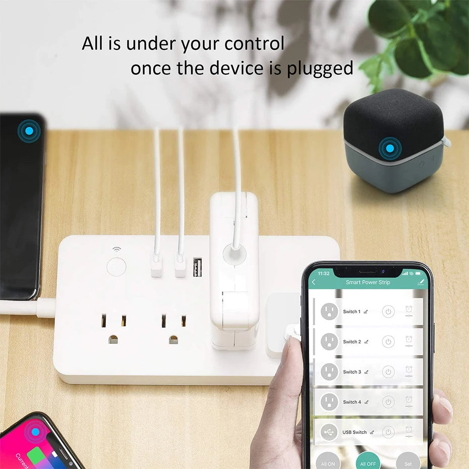 Smart socket WiFi Power Strip Multi Plug With 4 Plug 4USB Port Compatible With alexa google home Smart home Tuya Smart smartlife