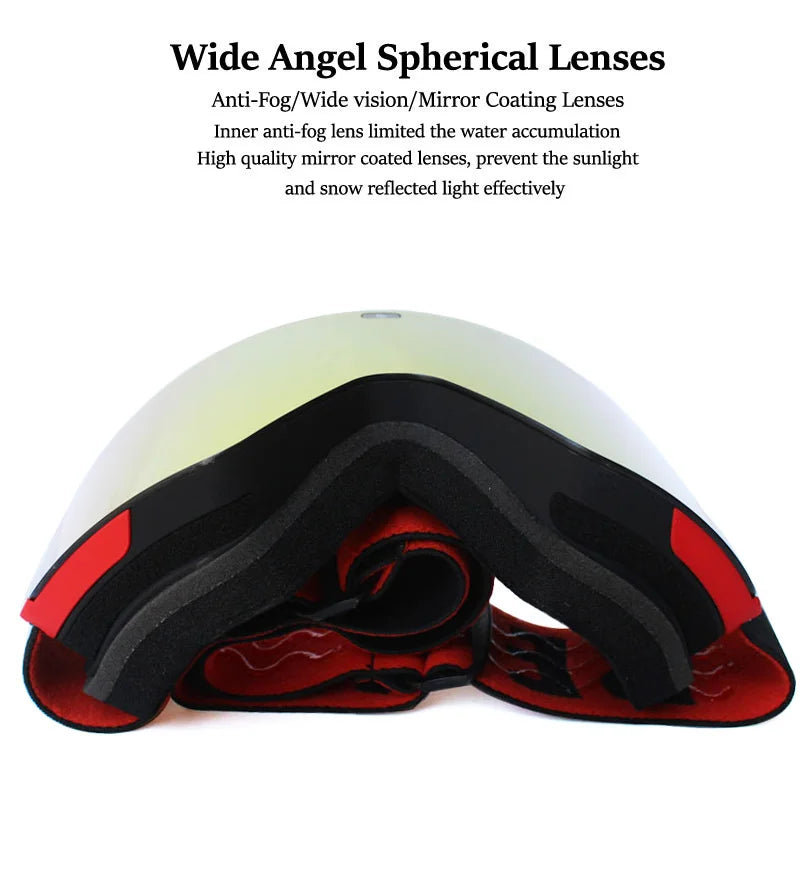 Ski Goggles with Magnetic Double Layer Yellow Lens Skiing Anti-fog UV400 Snowboard Goggles Men Women Ski Glasses Eyewear Set
