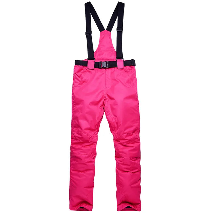 New Winter Thick Warm Skiing Pants Men Women Lovers Windproof Waterproof Suspender Trousers Snow Snowboard Pants Plus Size