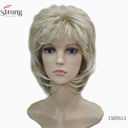 StrongBeauty Women Synthetic wig Short Hair Auburn/Blonde Natural wigs Capless Layered Hairstyles