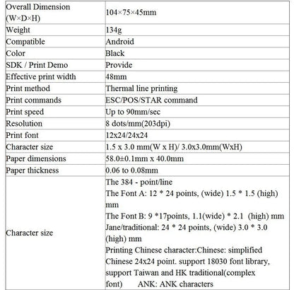 Mini Receipt Printer Portable, Bluetooth, Ticket ,Bill Receipt, POS, iOS/Android