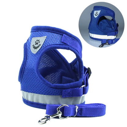 Reflective Cat Harness And Leash Set Nylon Mesh Kitten Puppy Dogs Vest Harness Leads Pet Clothes For Small Dogs Yorkies Pug