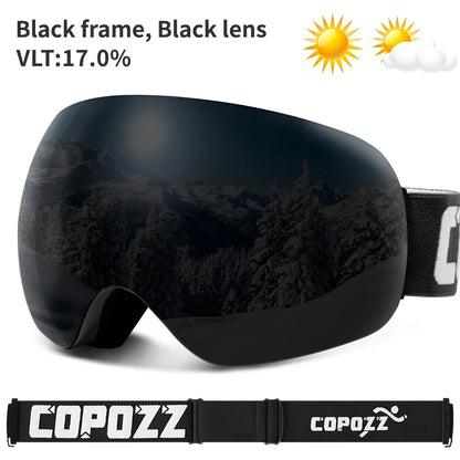 COPOZZ Outdoor Sports Ski Goggles UV400 Protection Ski Mask Male Female Anti-Fog Big Face Snow Glasses Snowboard Skiing Eyewear