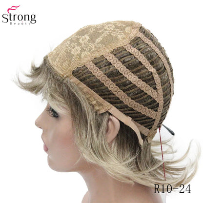 StrongBeauty Women Synthetic wig Short Hair Auburn/Blonde Natural wigs Capless Layered Hairstyles
