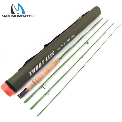 Maximumcatch 3/4/5wt Trout Fly Fishing Rod 7.6/8.6/9ft Moderate Action 40T Carbon Fiber Light Presentation Fly Rod