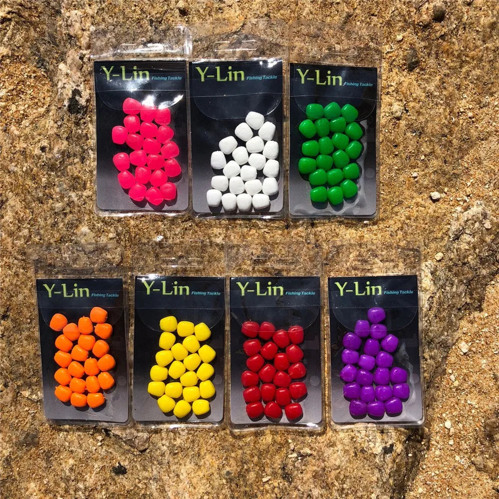 20pcs Carp Fishing Floating Fake Corn Tiger Nuts Pop Up Boilies Hair Rigs Maggot Bait Imitation Corn Artificial Bait Lures