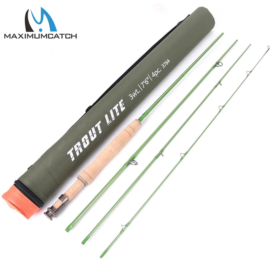 Maximumcatch 3/4/5wt Trout Fly Fishing Rod 7.6/8.6/9ft Moderate Action 40T Carbon Fiber Light Presentation Fly Rod