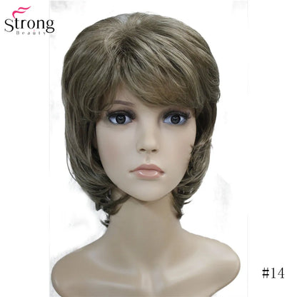StrongBeauty Women Synthetic wig Short Hair Auburn/Blonde Natural wigs Capless Layered Hairstyles