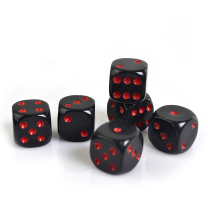 6pcs/pack New Acrylic Dice 16mm Red Black Round Corner High Quality Boutique Game Dice
