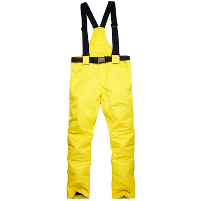 New Winter Thick Warm Skiing Pants Men Women Lovers Windproof Waterproof Suspender Trousers Snow Snowboard Pants Plus Size