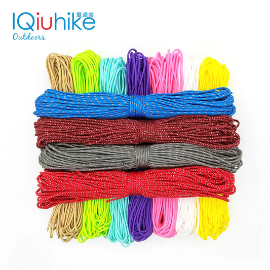 100FT 25FT 100 Colors Dia.2mm One Stand Cores Rope Paracord for Survival Parachute Cord Lanyard Tent Rope For Hiking Camping