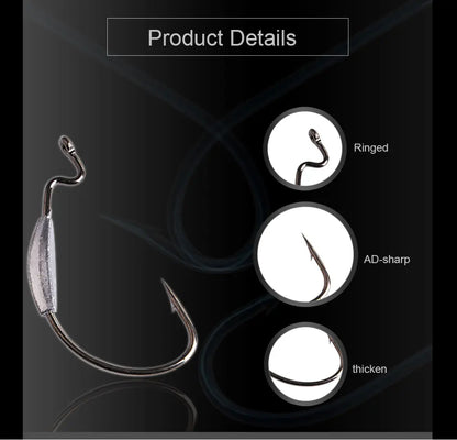 NGB 5PCS High Carbon Steel Offset Fishing Hook Lure 1/0# 2/0# 3/0# 4/0# 1# 2# Texas Jig Head Crank Hook Worm Soft Bait Hooks