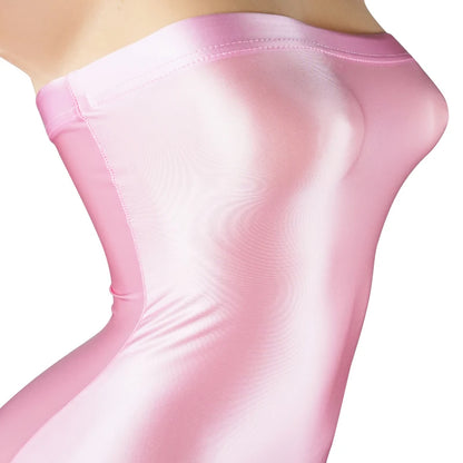 Sexy Oil Satin Glossy Shiny Sheer Micro Mini Dress See Through Bodycon Sexy Tight Pencil Cute Dress Smooth Bandage Dress Club