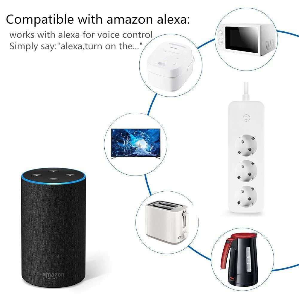 Smart socket WiFi Power Strip Multi Plug With 4 Plug 4USB Port Compatible With alexa google home Smart home Tuya Smart smartlife