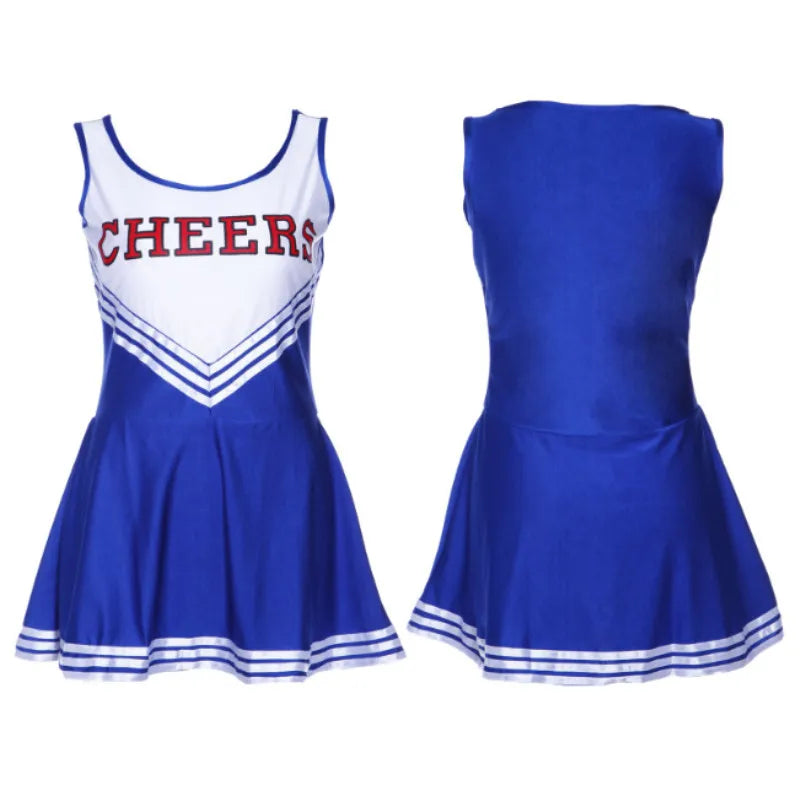 Sexy Sleeveless Cheerleader Costume Women Cosplay Cheer Dancewear Outfits School Girls Cheerleading Mini Dress