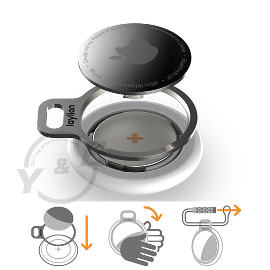 New For Apple AirTag Tracker Holder Stainless Steel Metal Ring Protective Case With Anti-Lost Waterproof Device With Keychain