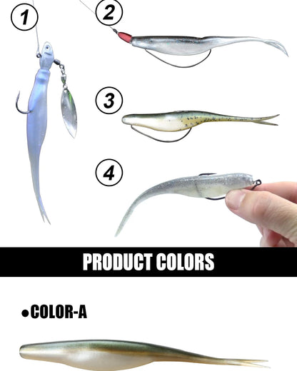 Spinpoler 4.72" Soft Plastic TPR Floating Fluke Jerk Minnow Bait Shad Minnow Silicone Plastic Artificial Swimbait Freshwater 5pc